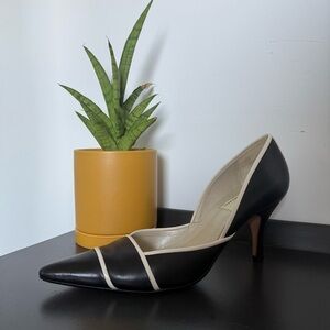 Ann Taylor Black and Cream Pointed-Toe Women's Heel Vintage Inspired